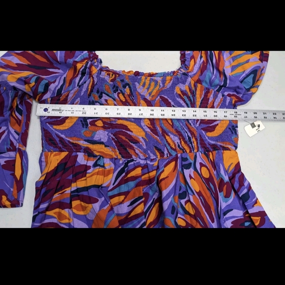 NWT Terra & Sky Smocked Top Womens 14W 3/4 Sleeve Colorful - Picture 9 of 11